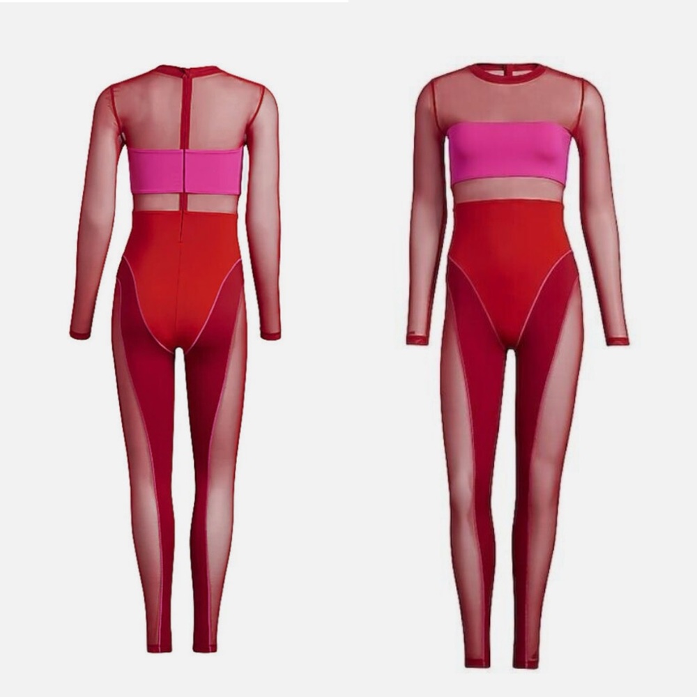 IVY PARK Red and Pink Long Sleeve Bodysuit